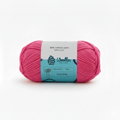 Milk Cotton Yarn 5PLY by Wollen House - Punch Pink 4521 Milk Cotton Yarn 5PLY by Wollen House - Punch Pink 4521