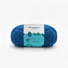 Milk Cotton Yarn 5PLY by Wollen House - Medium Blue 4523 Milk Cotton Yarn 5PLY by Wollen House - Medium Blue 4523