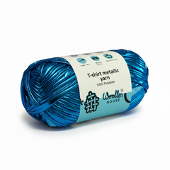 Metalic T-Shirt Yarn 6PLY by WoollenHouse - Medium Blue 5215 Metalic T-Shirt Yarn 6PLY by WoollenHouse - Medium Blue 5215
