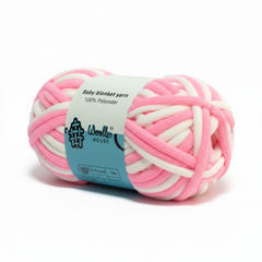 Baby Blanket Yarn by Woollen House -  BabyPink & White 6014 Baby Blanket Yarn by Woollen House -  BabyPink & White 6014