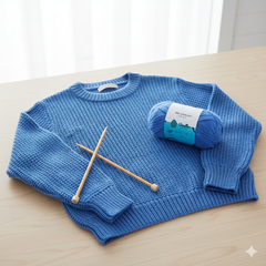 Milk Cotton Yarn 5PLY by Wollen House - Blue 4527 Milk Cotton Yarn 5PLY by Wollen House - Blue 4527