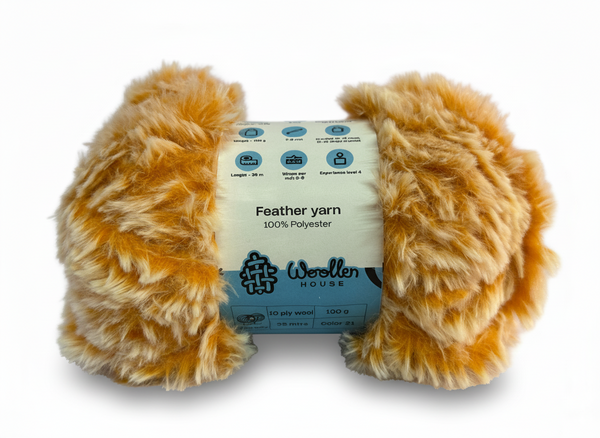 Feather 10PLY Yarn by Woollen House - Orange White 4206