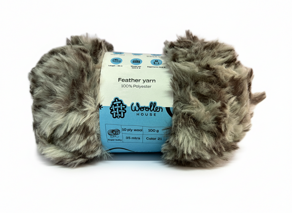 Feather 10PLY Yarn by Woollen House - DarkGrey & White 4213