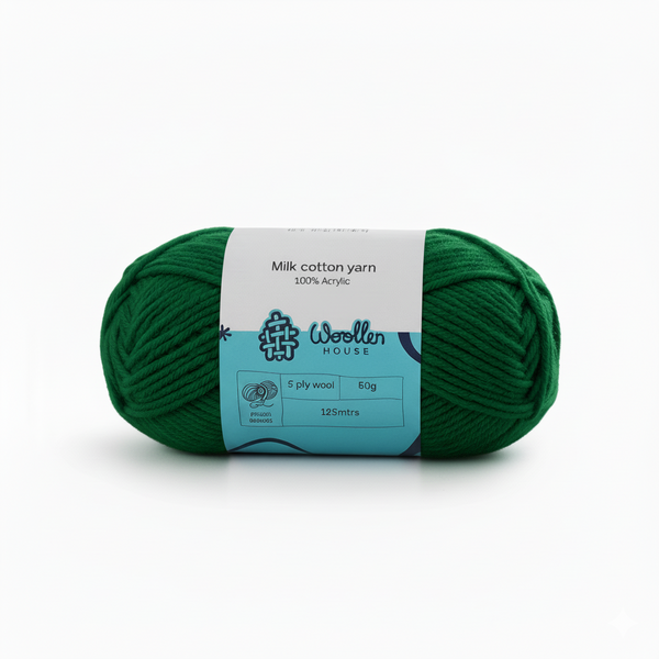 Milk Cotton Yarn 5PLY by Wollen House - Forest Green 4502