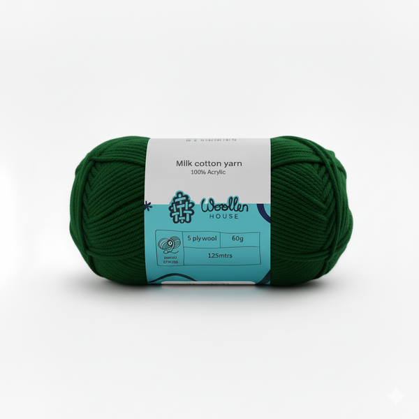 Milk Cotton Yarn 5PLY by Wollen House - Dark Green 4505
