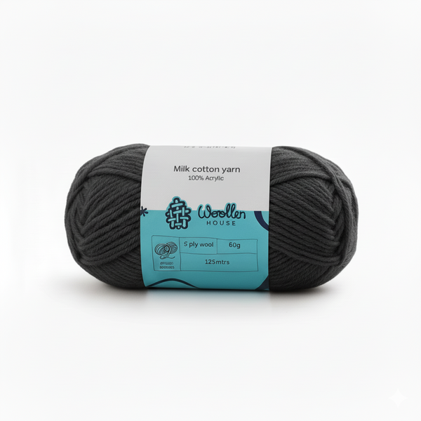 Milk Cotton Yarn 5PLY by Wollen House - Graphite 4509