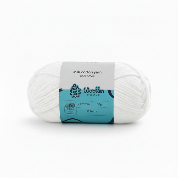 Milk Cotton Yarn 5PLY by Wollen House - White 4516