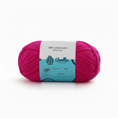 Milk Cotton Yarn 5 Ply - Raspberry Pink 4517 | Woollen House