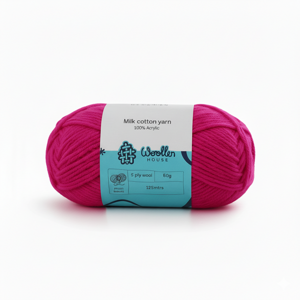 Milk Cotton Yarn 5PLY by Wollen House - Rasberry Pink 4518