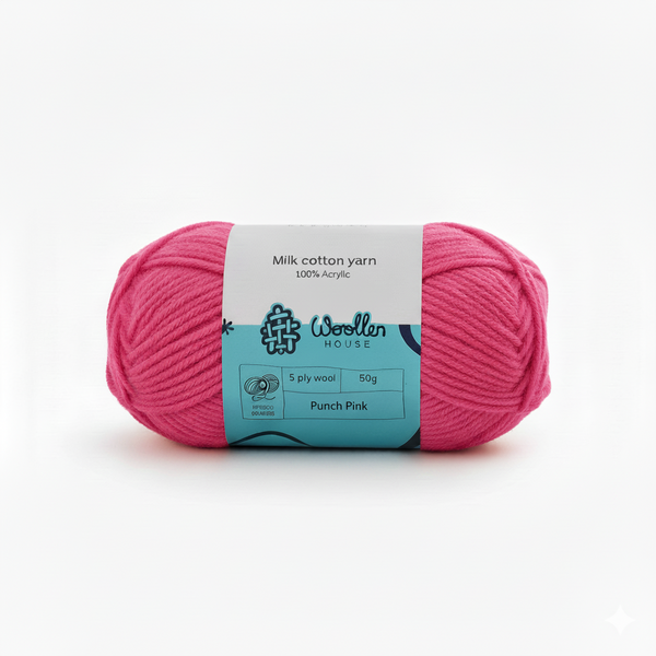 Milk Cotton Yarn 5PLY by Wollen House - Punch Pink 4521