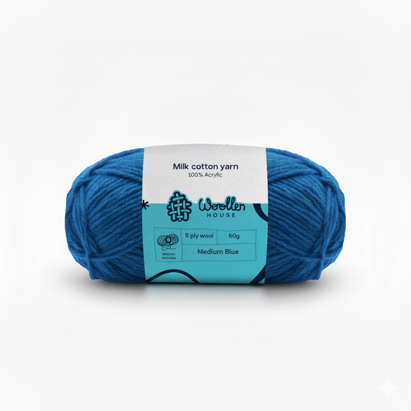 Milk Cotton Yarn 5PLY by Wollen House - Medium Blue 4523