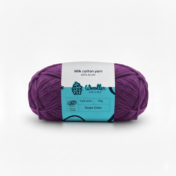 Milk Cotton Yarn 5PLY by Wollen House - Grape 4524