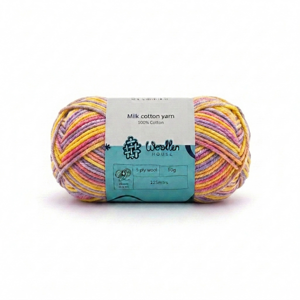 Milk Cotton Yarn 5 Ply - Multicolour 4537 | Woollen House
