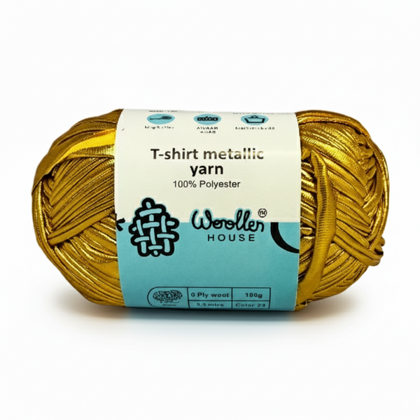 Metalic T-Shirt Yarn 6PLY by WoollenHouse - Golden 5204