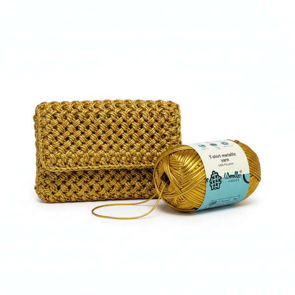 Metalic T-Shirt Yarn 6PLY by WoollenHouse - Golden 5204