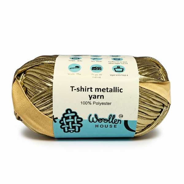 Metalic T-Shirt Yarn 6PLY by WoollenHouse - Steel Gold 5209