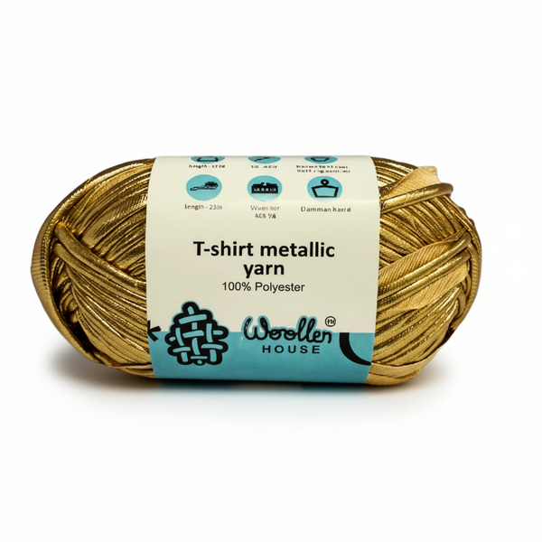 Metalic T-Shirt Yarn 6PLY by WoollenHouse - Light Gold 5210