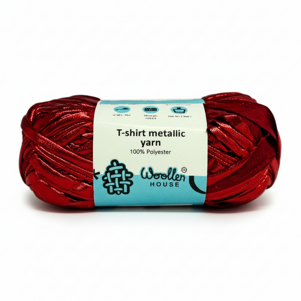 Metalic T-Shirt Yarn 6PLY by WoollenHouse - Red 5211