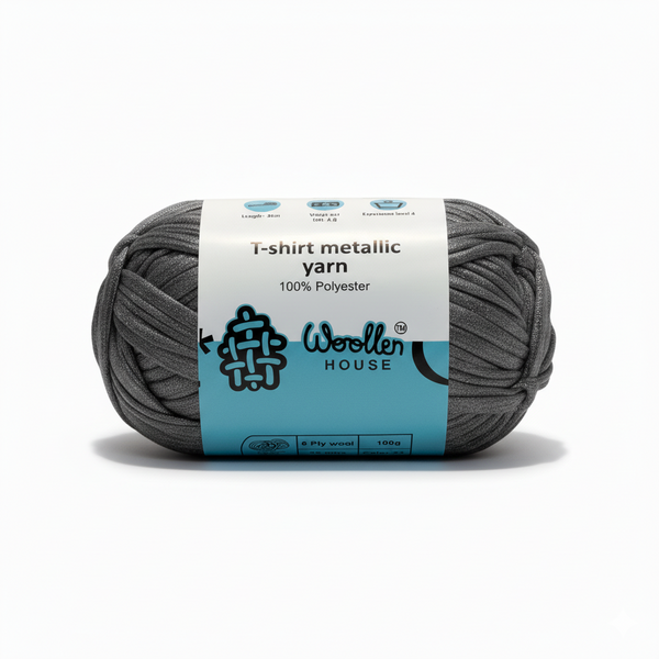 Metalic T-Shirt Yarn 6PLY by WoollenHouse - Dark Grey 5212