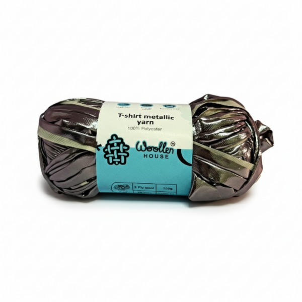 Metalic T-Shirt Yarn 6PLY by WoollenHouse - Dark Grey 5212