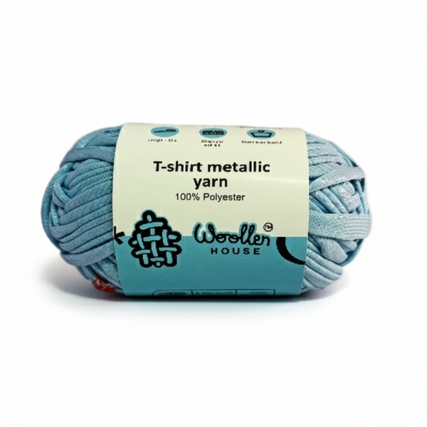 Metalic T-Shirt Yarn 6PLY by WoollenHouse - Light Blue 5213