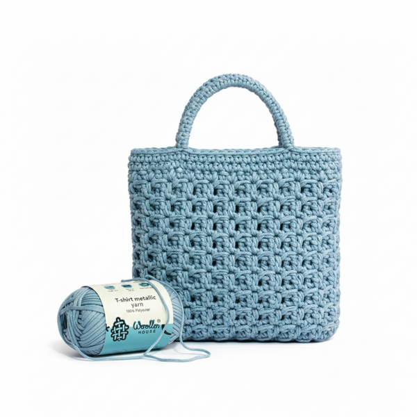 Metalic T-Shirt Yarn 6PLY by WoollenHouse - Light Blue 5213