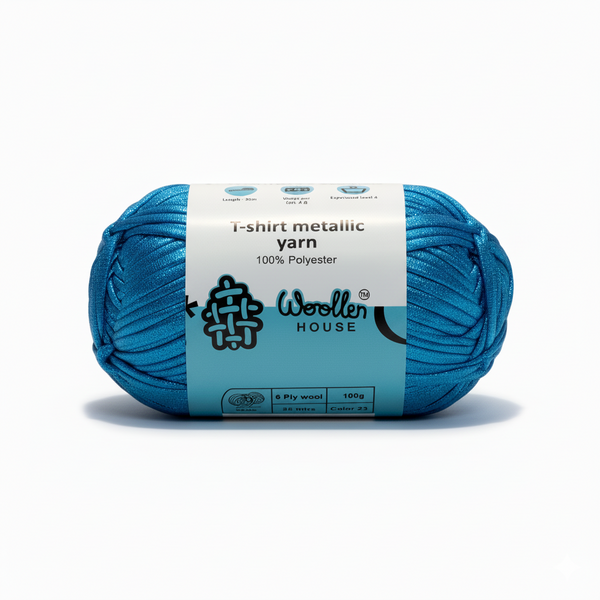 Metalic T-Shirt Yarn 6PLY by WoollenHouse - Medium Blue 5215
