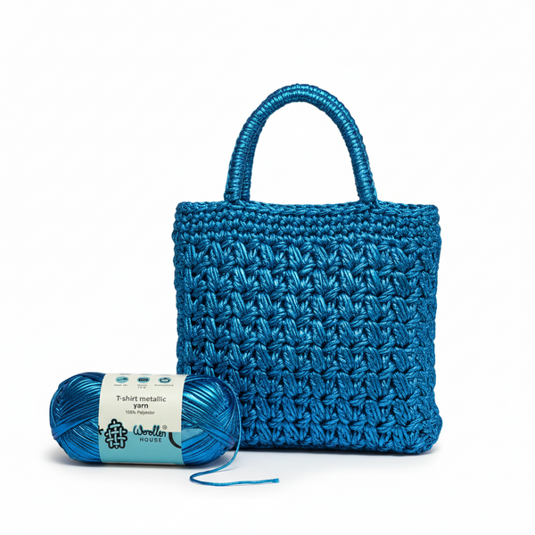 Metalic T-Shirt Yarn 6PLY by WoollenHouse - Medium Blue 5215