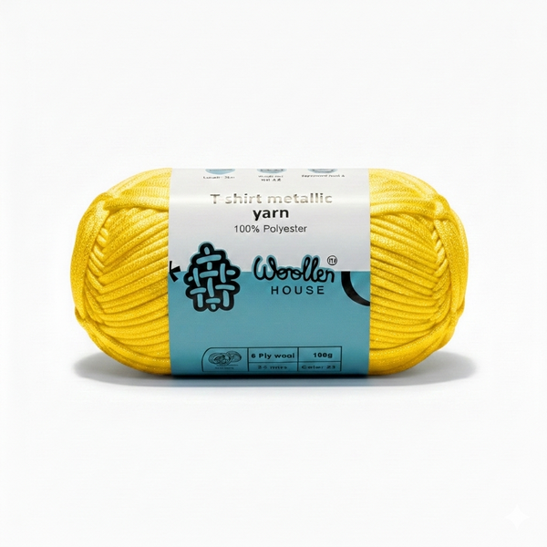Metalic T-Shirt Yarn 6PLY by WoollenHouse - Sparkle Yellow 5224