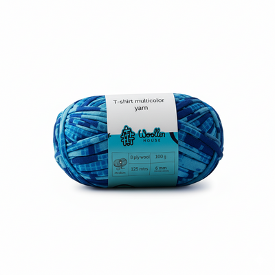 Multicolour T-Shirt Yarn - Blue Shading 5801 | Woollen House