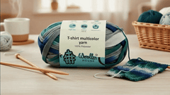 Multicolour T-Shirt Yarn by WoollenHouse - Greenblue & Grey 5804