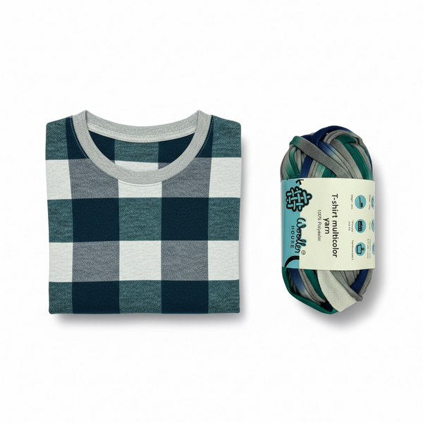 Multicolour T-Shirt Yarn by WoollenHouse - Greenblue & Grey 5804