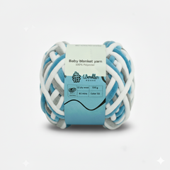 Baby Blanket Yarn by Woollen House - Greywhite & Blue 6007