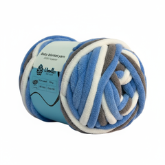 Baby Blanket Yarn by Woollen House - Greywhite & Blue 6007