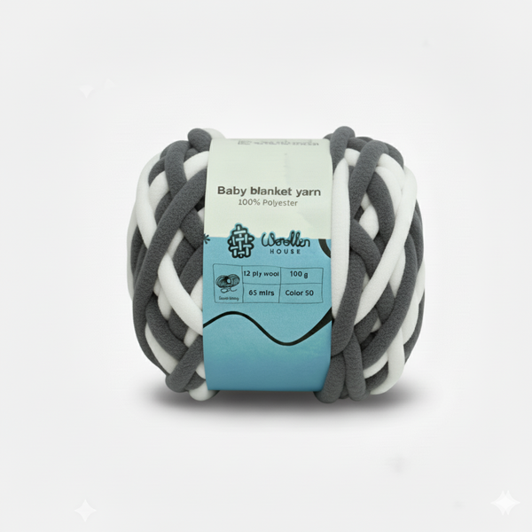 Baby Blanket Yarn by Woollen House -  Grey & White 6011