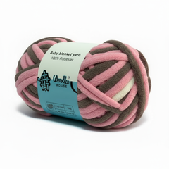 Baby Blanket Yarn by Woollen House  -  Greywhite & PInk 6012