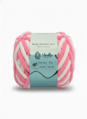 Baby Blanket Yarn by Woollen House -  BabyPink & White 6014