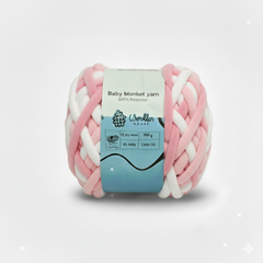 Baby Blanket Yarn by Woollen House -  BabyPink & White 6014