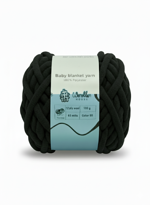 Baby Blanket Yarn by Woollen House - Black 6016