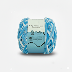 Baby Blanket Yarn by Woollen House -  Blue&White 6023
