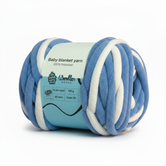 Baby Blanket Yarn by Woollen House -  Blue&White 6023