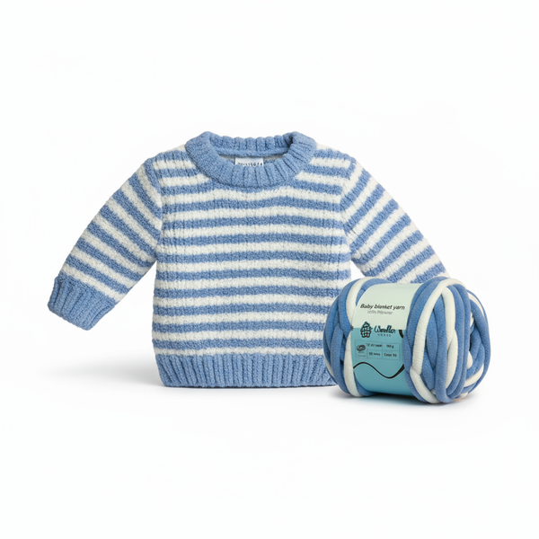 Baby Blanket Yarn by Woollen House -  Blue&White 6023
