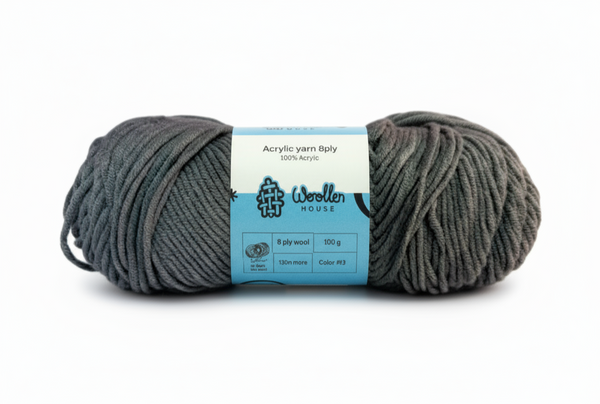 8 PLY Acrylic Yarn by Woollen House - LIght Grey 7002