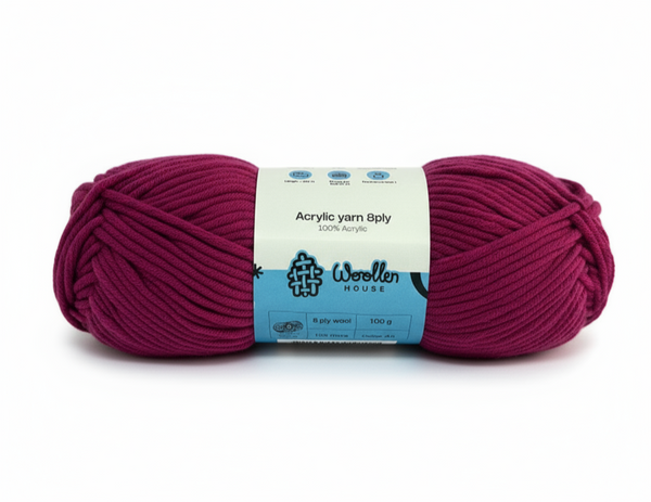 8 PLY Acrylic Yarn by Woollen House - Magenta Pink 7009
