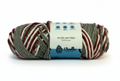 8 PLY Acrylic Yarn by Woollen House - Grey&Maroon 7010