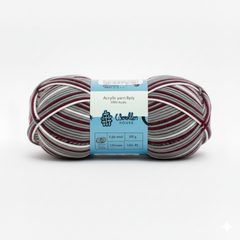 8 PLY Acrylic Yarn by Woollen House - Grey&Maroon 7010