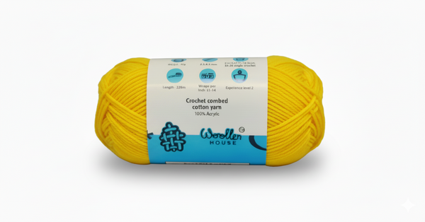 Crochet Combed 4PLY Yarn by Woollen House - Yellow 7202