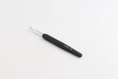 Silver Aluminium Single Ended Crochet Hook with black soft feel Handle 5.50 mm  (I)