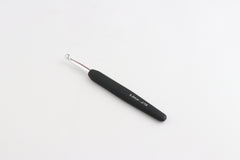 Silver Aluminium Single Ended Crochet Hook with black soft feel Handle 6.00 mm (J)