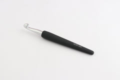 Silver Aluminium Single Ended Crochet Hook with black soft feel Handle 10.00 mm (N)